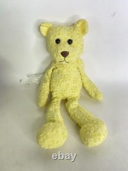 Commonwealth 1999 Yellow Floral Chenille Bear Plush 13in Beanbag Stuffed Animal