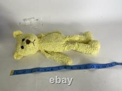 Commonwealth 1999 Yellow Floral Chenille Bear Plush 13in Beanbag Stuffed Animal