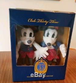 Disneyland Club 33 Classic Mickey + Minnie Mouse Plush Set Stuffed Animal. New