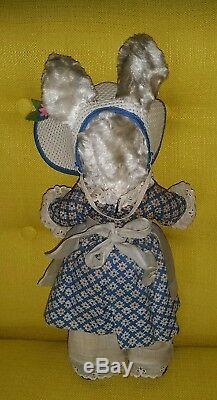 Fabulous Vtg Gund Stuffed Plush White Easter Bunny Rabbit Girl Doll Clothes Hat