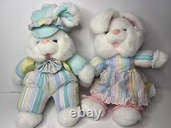 Fairview Pastel Bunny Plush Pink Blue Stuffed Animal 15 Set Boy/Girl