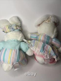 Fairview Pastel Bunny Plush Pink Blue Stuffed Animal 15 Set Boy/Girl