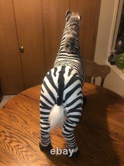 GIANT! 29 Zebra Plush Toy Stuffed Animal Black White Stripe Standing Horse Pony