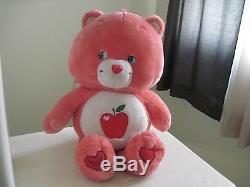 GIANT Care Bears SMART HEART BEAR 28 Plush Stuffed Animal Red Apple RARE