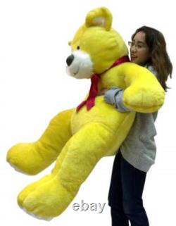 Giant 5 Foot Yellow Teddy Bear Soft Big Plush 60 Inch Stuffed Animal Made in USA