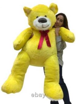 Giant 5 Foot Yellow Teddy Bear Soft Big Plush 60 Inch Stuffed Animal Made in USA