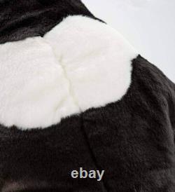 Giant Plush Cow Body Pillow Stuffed Toy Animal Soft Furry 48 Long Black White