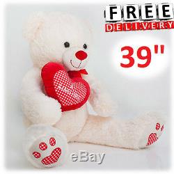 Giant Plush Teddy Bear 39 Stuffed Animal Soft Toy Huge Large Jumbo Valentines