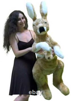 Giant Stuffed Kangaroo 42 Inches With Baby in Pouch Made in the USA America
