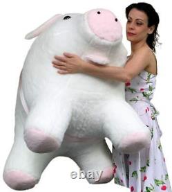 Giant Stuffed Pig 40 Inches Soft White with Pink Accents 3 Feet Wide Made in USA