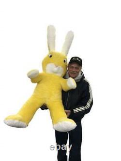 Giant Stuffed Yellow Bunny 60 Inch Soft Big Plush Rabbit 5 Foot Rabbit Made USA