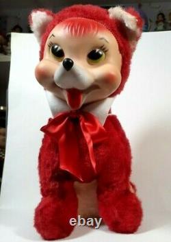 Gorgeous Vintage Rushton Slick Hot Red Foxy Fox Plush Stuffed Animal With Rubber