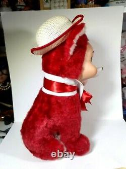 Gorgeous Vintage Rushton Slick Hot Red Foxy Fox Plush Stuffed Animal With Rubber