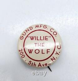 Gund Willie the Wolf 1940s Plush Stuffed Animal with Tag and Pin