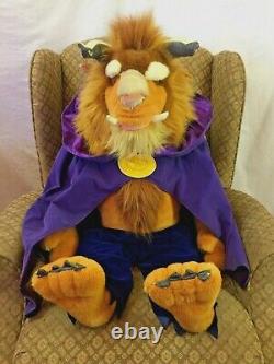 HTF Rare Disney Beast Plush Jumbo Large Beauty & The Beast 36 Tall Damaged