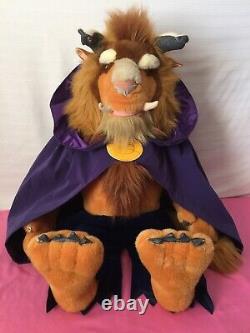 HTF Rare Disney Beast Plush Jumbo Large Beauty & The Beast 36 Tall Damaged