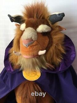 HTF Rare Disney Beast Plush Jumbo Large Beauty & The Beast 36 Tall Damaged