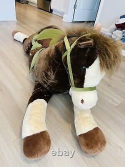 HUGE Horse Plush With Saddle & Reins Rare Stuffed Animal Hugfun Sit/Ride On 3ft+