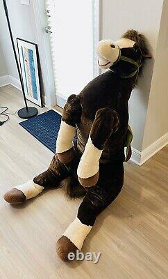 HUGE Horse Plush With Saddle & Reins Rare Stuffed Animal Hugfun Sit/Ride On 3ft+