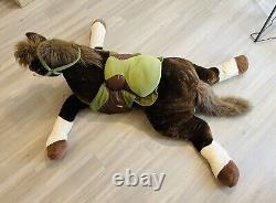 HUGE Horse Plush With Saddle & Reins Rare Stuffed Animal Hugfun Sit/Ride On 3ft+