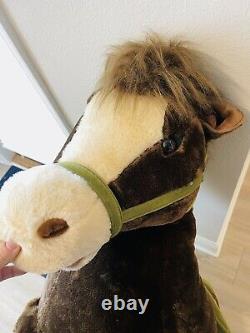 HUGE Horse Plush With Saddle & Reins Rare Stuffed Animal Hugfun Sit/Ride On 3ft+