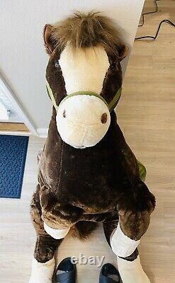 HUGE Horse Plush With Saddle & Reins Rare Stuffed Animal Hugfun Sit/Ride On 3ft+