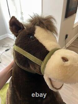 HUGE Horse Plush With Saddle & Reins Rare Stuffed Animal Hugfun Sit/Ride On 3ft+