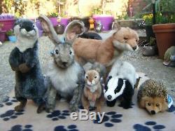 Hansa Animals Fox, Badger, Rabbit, Otter, Squirrel. + Unitoy Hedgehog