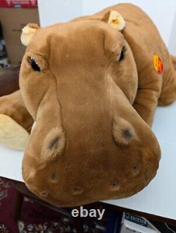 Huge 35in German Steiff Mocky Hippopotamus Stuffed Animal Plush 085444 New