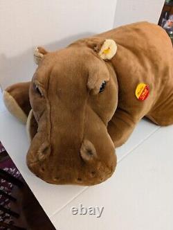 Huge 35in German Steiff Mocky Hippopotamus Stuffed Animal Plush 085444 New