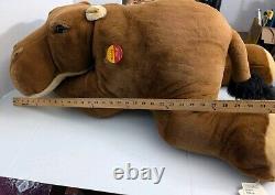 Huge 35in German Steiff Mocky Hippopotamus Stuffed Animal Plush 085444 New