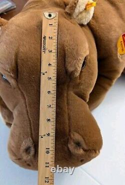 Huge 35in German Steiff Mocky Hippopotamus Stuffed Animal Plush 085444 New