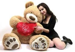 I Love You Giant Teddy Bear 5 Foot Soft Teddybear with Heart Pillow Brand New