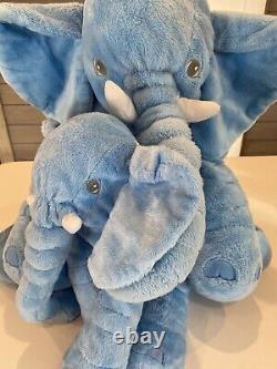 IKEA Plush Elephant Blue Cartoon Toys 24 and 14 Soft Floppy Stuffed Animal Set