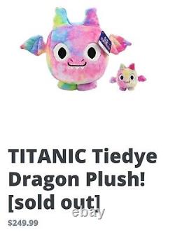 IN HAND- NEW TITANIC TIEDYE Rainbow DRAGON Plush Pet Simulator PSX