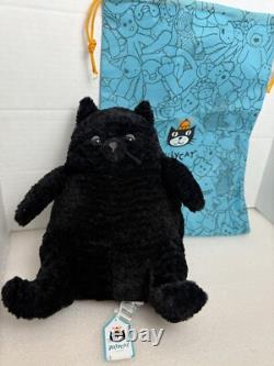 Jellycat Amore Cat Medium Black Textured Plush Kitty Stuffed Animal 11