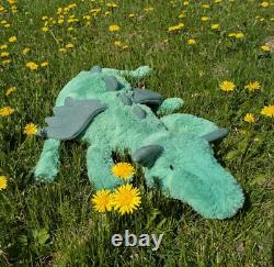 Jellycat Custom Dyed OOAK Green Huge Snow Dragon Plush Stuffed Animal
