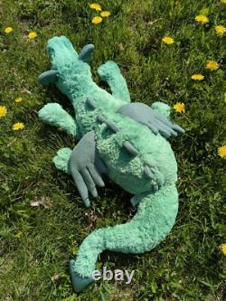 Jellycat Custom Dyed OOAK Green Huge Snow Dragon Plush Stuffed Animal