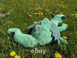 Jellycat Custom Dyed OOAK Green Huge Snow Dragon Plush Stuffed Animal