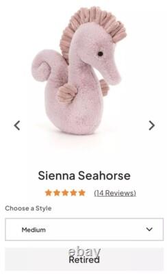 Jellycat Sienna Seahorse Medium RETIRED RARE Plush Stuffed Animal NWT NEW Summer