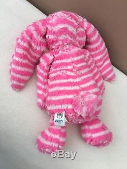 Jellycat Special Edition Hettie Bashful Bunny Rabbit Soft Toy Pink White Stripe