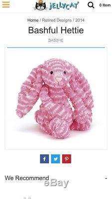 Jellycat Special Edition Hettie Bashful Bunny Rabbit Soft Toy Pink White Stripe