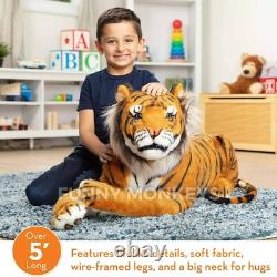 Jumbo Stuffed Lying Tiger 5ft Long Gian Big Kids Child Large Animal Plush Gift