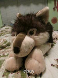Jumbo Wolf Plush Lifelike Animal Body Pillow Toddler Kid Soft Stuffed Toy 2.5ft