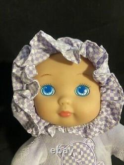 KMART Purple Plush Doll Check Bonnet Bear Hard Face Stuffed Animal Lovey Toy