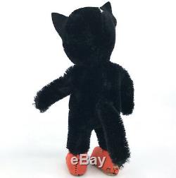 Kersa Germany Black Cat Mackemau Puss n Boots 1950s Mohair Plush 16cm 6in ID Tag