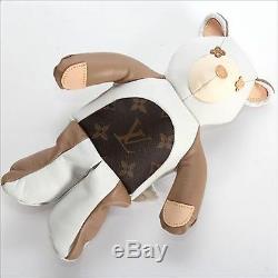 LOUIS VUITTON Monogram Leather Teddy Bear Plush Doll Stuffed Animal Limited F/S