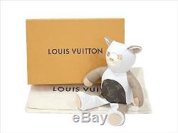 LOUIS VUITTON Monogram Leather Teddy Bear Plush Doll Stuffed Animal Limited F/S
