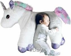 Large 80cm Cute Plush Unicorn Teddy Stuffed Super Soft Cuddly Toy Lying Horse WT
