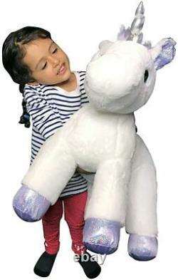 Large 80cm Cute Plush Unicorn Teddy Stuffed Super Soft Cuddly Toy Lying Horse WT